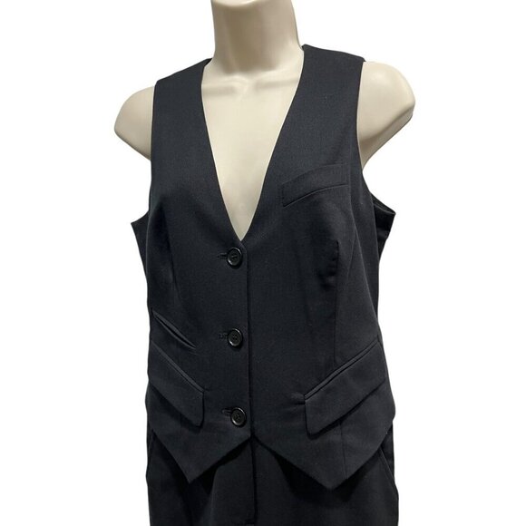 BCBGMAXAZRIA Womens Wool Blend Black Woven Suiting Jumpsuit Size 2 New - Picture 6 of 9